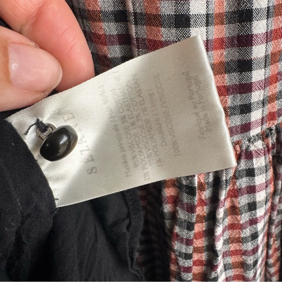 Sezane Selena Dress Lurex Tiles size 8 Short Check Print Bow Neck - Picture 5 of 6